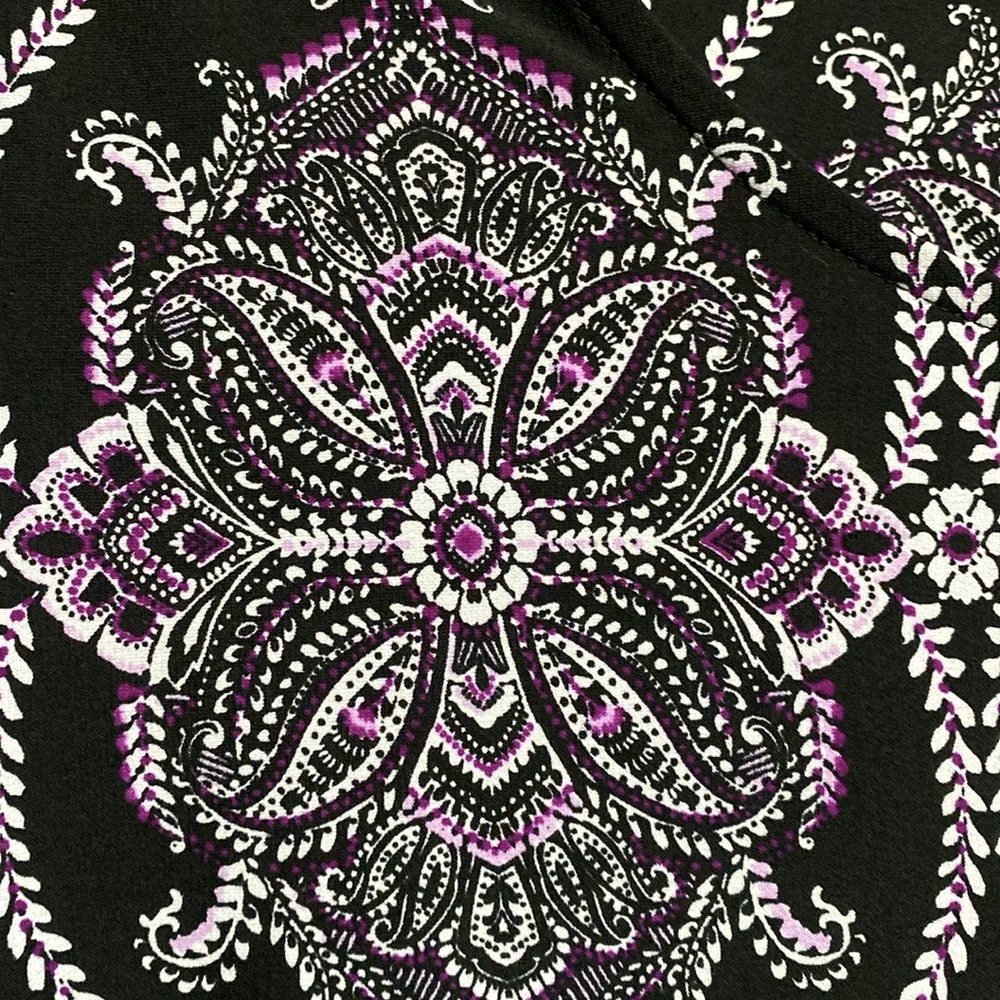 PRETTY Roz & Ali stretch Purple Black & white Short Sleeve top blouse shirt  3X - Picture 10 of 12